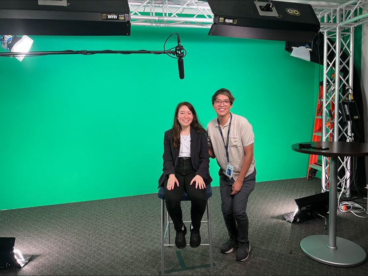 Carousel Photo 2: Alexia Ventura while filming a research program testimonial video (2023)